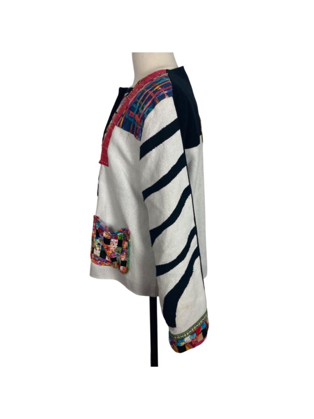 Vintage Parsley & Sage Patchwork Jacket Large Colorful Applique Boho Art to Wear - Picture 10 of 10